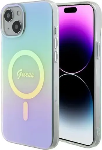 Mbështjellës Guess IML Iridescent MagSafe për iPhone 15 Plus / 14 Plus 6.7", multicolor