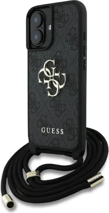 Mbështjellës Guess 4G Big Logo Cord Stap Crossbody për iPhone 16 Plus, Kafe