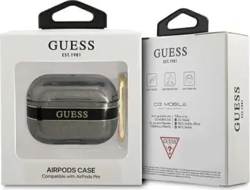 Kuti mbrojtëse Guess Strap Collection për AirPods Pro, me rrip, e zezë
