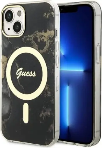 Mbështjellës Guess Marble MagSafe për iPhone 14 6.1", i zi