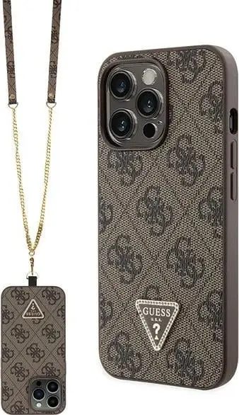 Mbështjellës Guess GUHCP13LP4TDSCPK për iPhone 13 Pro / 13, Crossbody 4G Metal Logo, i zi me rrip