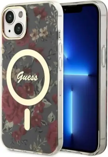 Mbështjellës Guess Flower MagSafe për iPhone 14, Transparent