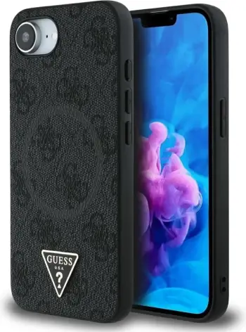 Mbështjellës Guess 4G Ring Triangle Logo MagSafe për iPhone 16e, Kafe