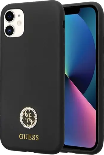 Mbështjellës Guess GUHCN614DGPK për iPhone 11/XR, silikon, i zi