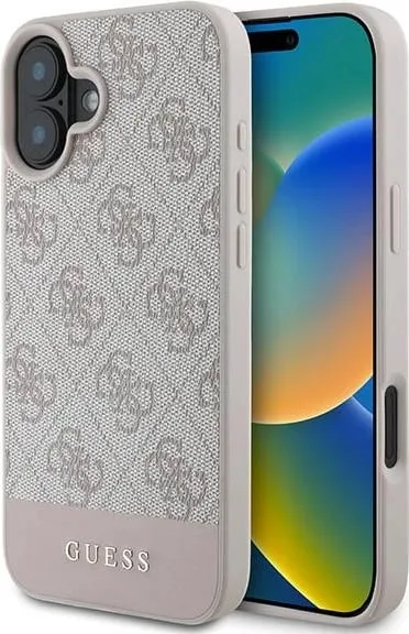 Mbështjellës Guess 4G Bottom Stripe për iPhone 16 Plus 6.7", Rozë - 1