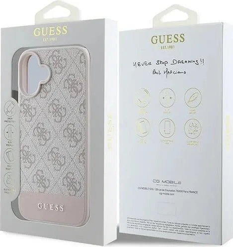 Mbështjellës Guess 4G Bottom Stripe për iPhone 16 Plus 6.7", Rozë - 2
