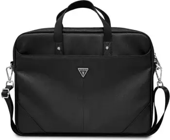 Çantë laptopi Guess Saffiano 4G Triangle Logo, për 16 inç, e zezë