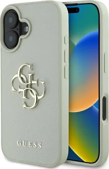 Mbështjellës Guess Grained Big 4G Logo Small Classic Logo për iPhone 16, Blu