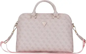 Çantë laptopi Guess 4G Zipper Pocket Triangle Logo, 15", Kafe