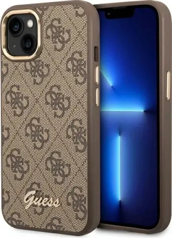 Mbrojtëse telefoni Guess 4G Vintage Gold Logo për iPhone 14 Plus 6.7", e fortë, kafe