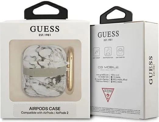 Mbulesë mbrojtëse Guess Marble Strap Collection për AirPods, gri - 3