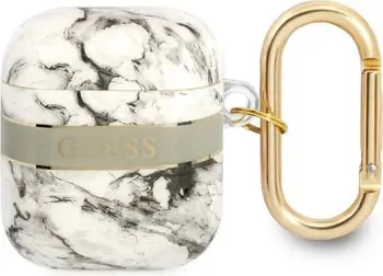 Mbulesë mbrojtëse Guess Marble Strap Collection për AirPods, gri
