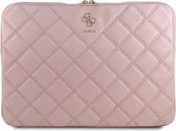 Mbështjellës laptopi Guess Quilted 4G, 16 inç, Rozë