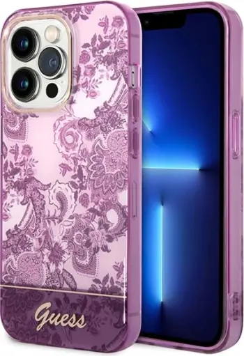 Mbulesë telefoni Guess GUHCP14XHGPLHF për iPhone 14 Pro Max, hardcase, Porcelain Collection, fuchsia