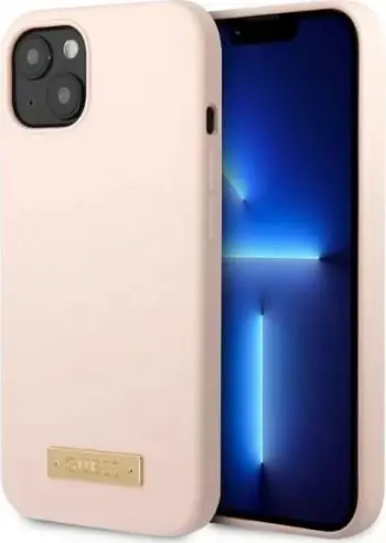Mbulesë telefoni Guess GUHMP13MSBPLP për iPhone 13 6.1", silikoni, MagSafe, rozë