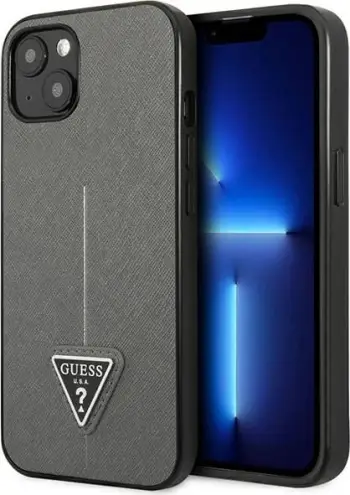 Mbështjellës Guess Saffiano Triangle për iPhone 13 mini, Hardcase, Argjendtë