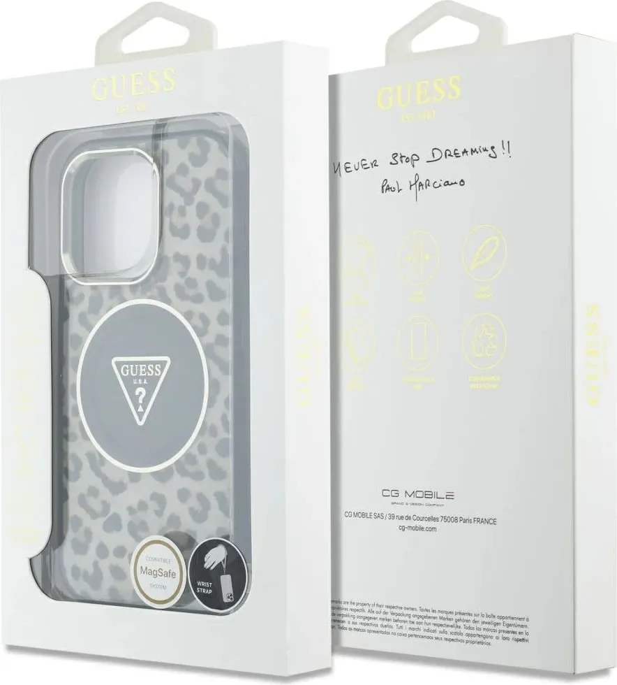 Mbështjellës Guess HC IML Leopard Triangle Cord Strap për iPhone 16, MagSafe, Kafe - 7