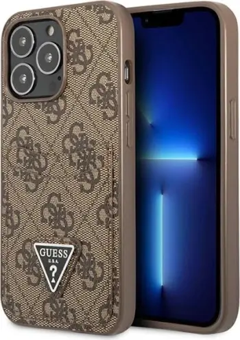 Maskë telefoni Guess GUHCP13LP4TPW, për iPhone 13 Pro 13 6.1", me xhep kartash, kafe