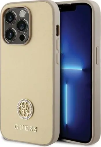 Mbështjellës Guess GUHCP15XPS4DGPK për iPhone 15 Pro Max 6.7", hardcase, Strass Metal Logo, i zi