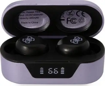 Kufje TWS Guess GUTWST31EU me Bluetooth 5.0, me stacion karikimi 400mAh, Violet