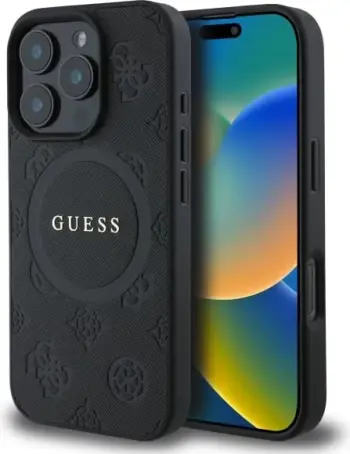 Mbështjellës Guess Saffiano Peony Classic Logo MagSafe për iPhone 16 Pro Max, Vjollcë