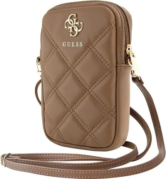Mbështjellës telefon Guess Zip Quilted 4G, kafe - 1
