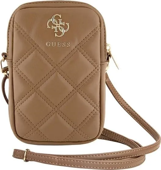 Mbështjellës telefon Guess Zip Quilted 4G, kafe - 2