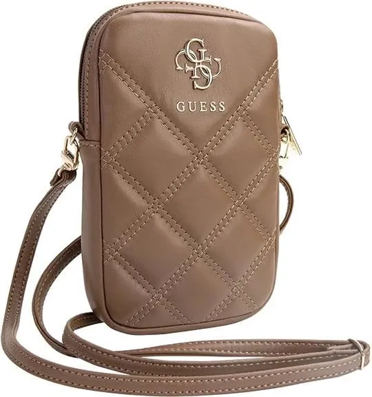 Mbështjellës telefon Guess Zip Quilted 4G, kafe - 3