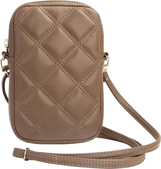 Mbështjellës telefon Guess Zip Quilted 4G, kafe - 4