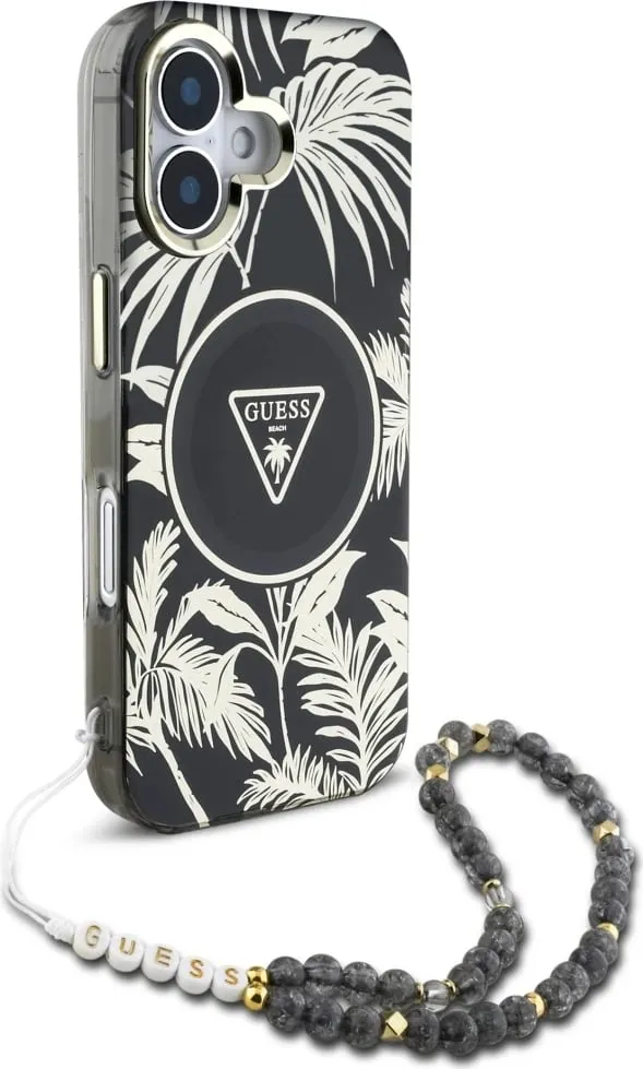 Mbështjellës Guess Palm Trees Triangle Pearl Strap MagSafe për iPhone 16, Vjollcë - 3