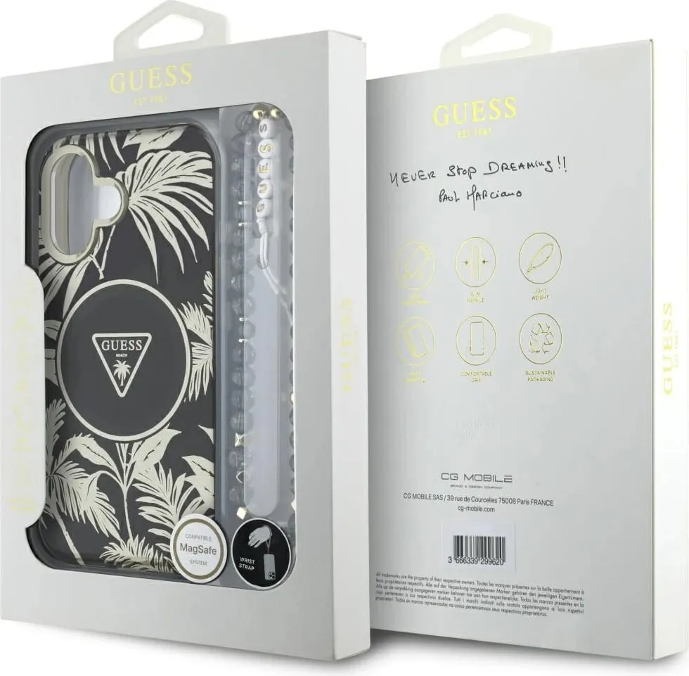 Mbështjellës Guess Palm Trees Triangle Pearl Strap MagSafe për iPhone 16, Vjollcë - 7