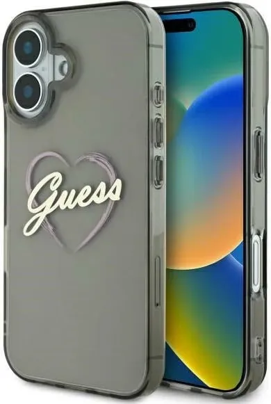 Mbështjellës Guess IML Heart për iPhone 16 Plus, Transparent - 1