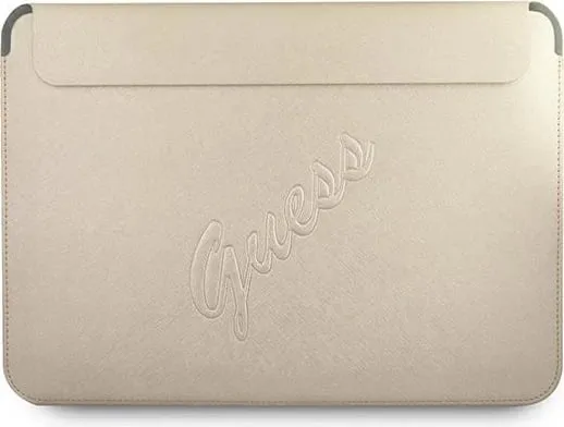 Mbështjellës Guess Saffiano Script për laptop 13 inç, Ari - 1