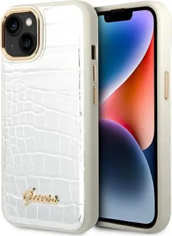 Mbështjellës Guess Croco Collection për iPhone 14 Pro 6.1", argjendtë