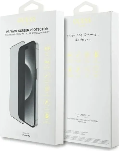Mbështjellës xhami Guess Privacy 2.5D Outline për iPhone 16, 6.1" - 2