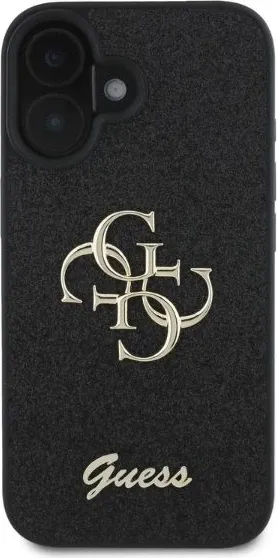 Mbështjellës Guess Fixed Glitter Big 4G për iPhone 16, i zi - 4