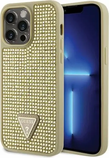 Mbështjellës Guess GUHCP14XHDGTPD për iPhone 14 Pro Max 6.7", Rhinestone Triangle, Ari