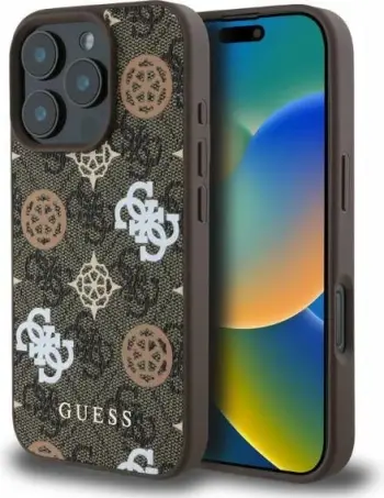 Mbështjellës Guess Peony On 4G MagSafe për iPhone 16 Pro, Blu