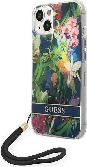Mbrojtëse telefoni Guess Flower Strap për iPhone 14 6.1", hardcase, shumëngjyrëshe