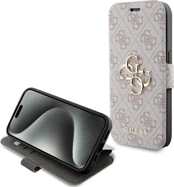 Mbështjellës Guess 4G Big Metal Logo për iPhone 15 Pro, Rozë - 1