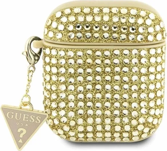 Mbështjellës Guess Rhinestone Triangle për AirPods 1/2, TPU, i zi - 1