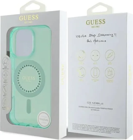 Mbështjellës Guess IML Rhinestones MagSafe për iPhone 16 Pro, Gjelbër - 2
