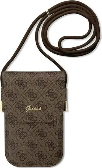 Çantë për smartphone Guess 4G Metal Script Logo, kafe