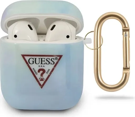 Mbështjellës Guess GUACA2TPUMCGC02 për AirPods 1/2, TPU, Koleksioni Tie & Dye, kaltër - 1