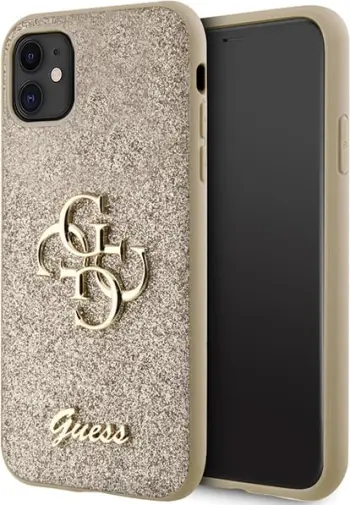 Mbështjellës Guess 4G Big Liquid Glitter për iPhone 11/XR, Ari