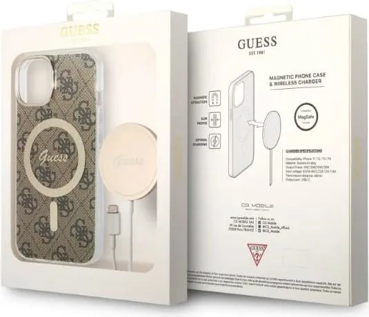 Set mbështjellës Guess GUBPP14MH4EACSW me karikues wireless për iPhone 14 Plus 6.7", kafe - 4