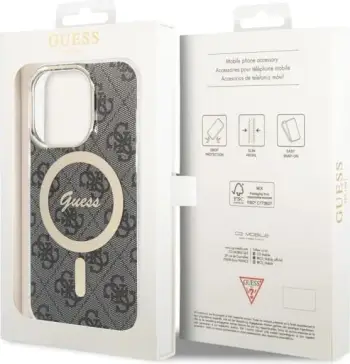 Mbështjellës Guess 4G MagSafe për iPhone 14 Pro Max, i zi