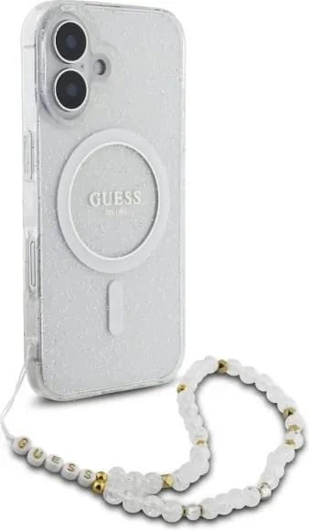 Mbështjellës Guess IML Glitter me rrip perlash MagSafe për iPhone 16, Transparent - 3