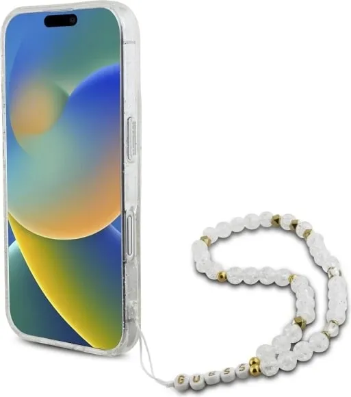 Mbështjellës Guess IML Glitter me rrip perlash MagSafe për iPhone 16, Transparent - 5