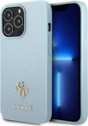 Mbështjellës Guess Saffiano 4G Small Metal Logo për iPhone 13 Pro Max, kaltër